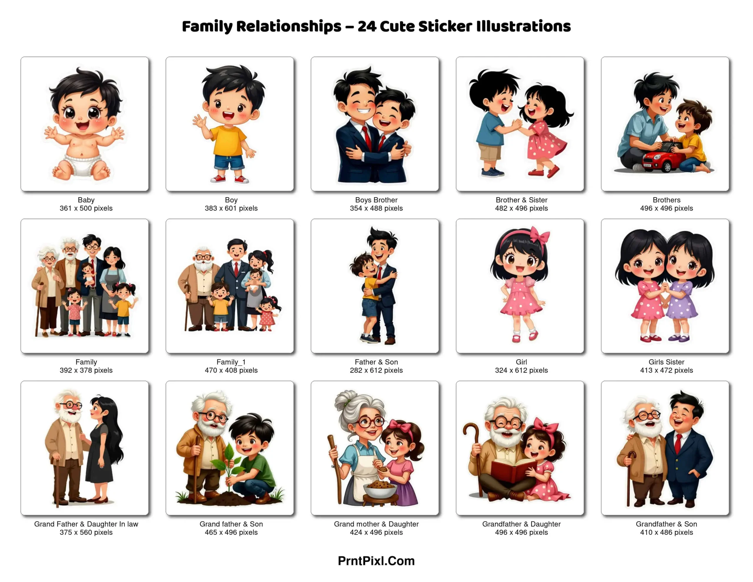 Family Relationship Stickers