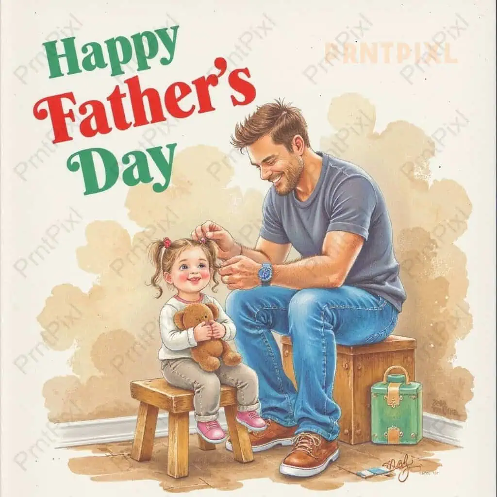 Father and Daughter Post Card Design