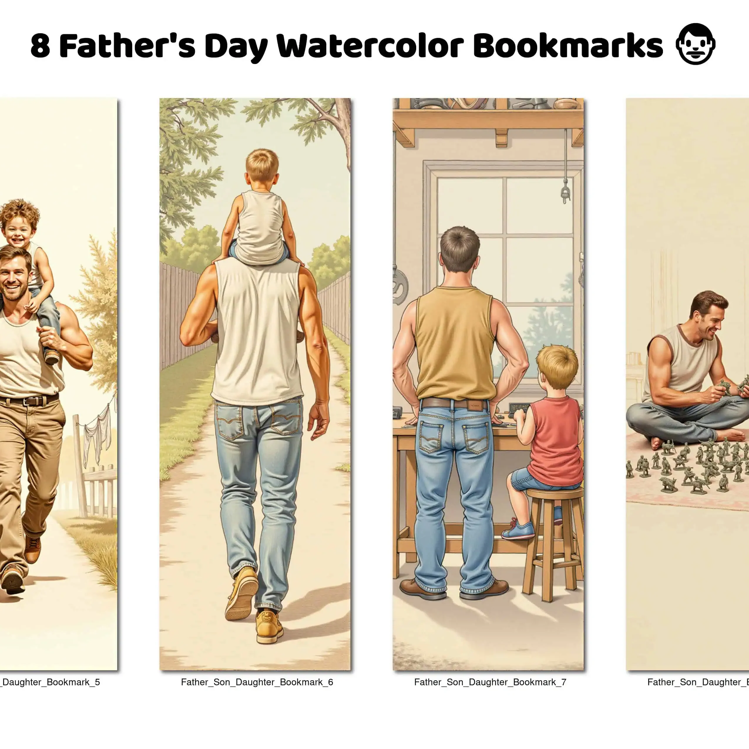 Father's Day Watercolor Bookmarks