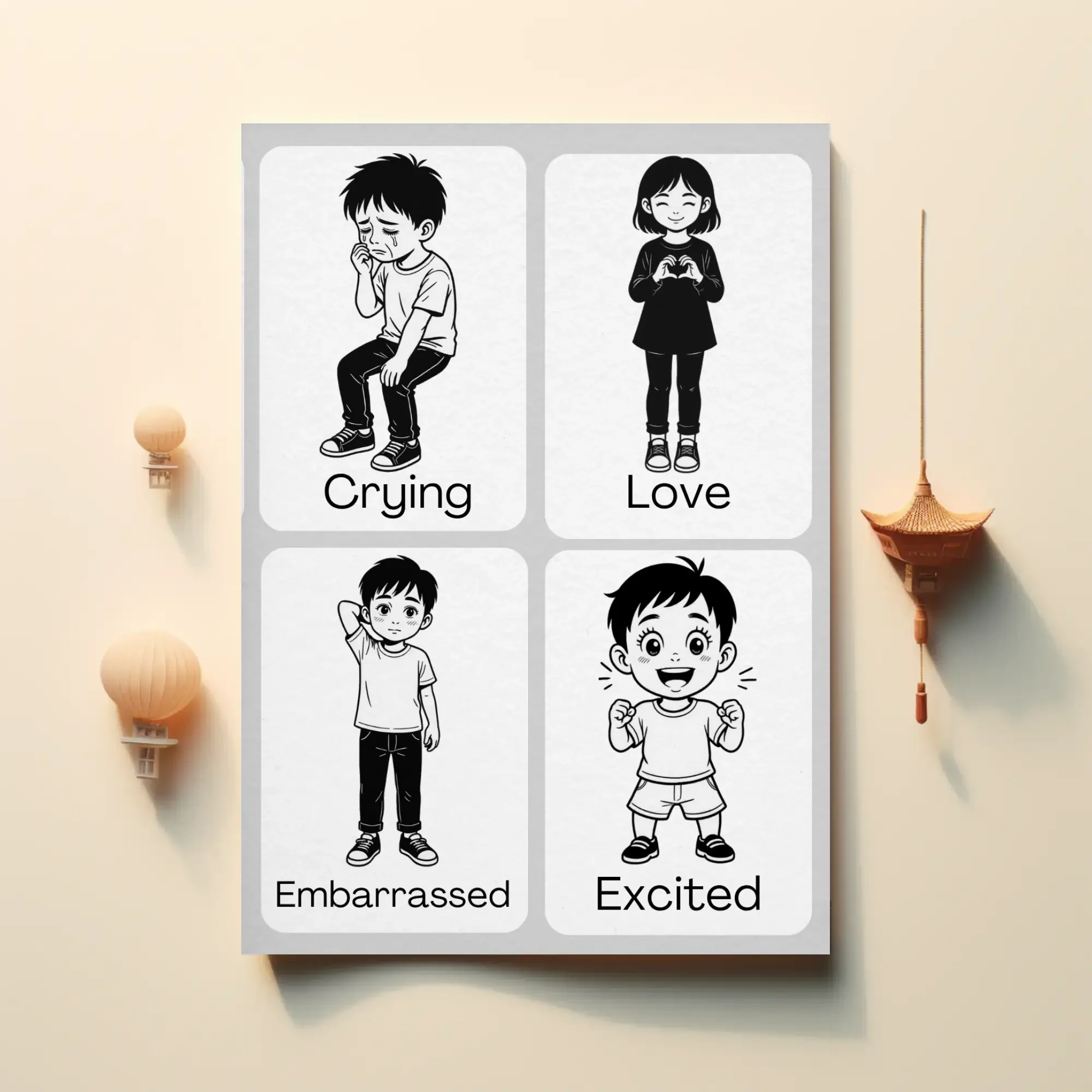 Feelings Flashcards for Preschool Emotion Cards Printable Low Stim