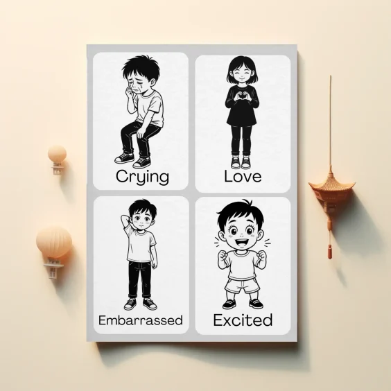 Feelings Flashcards for Preschool Emotion Cards Printable Low Stim