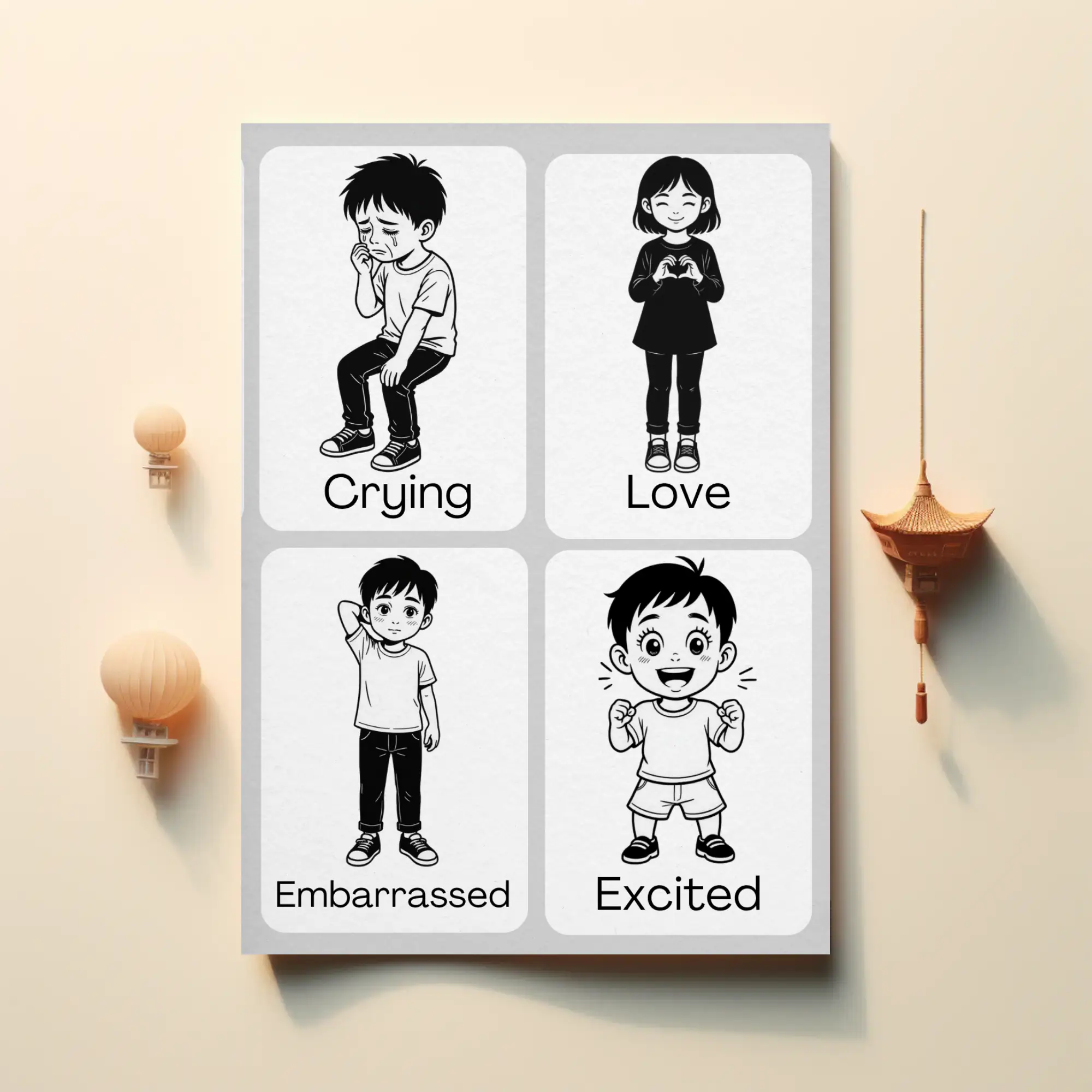 Feelings Flashcards for Preschool Emotion Cards Printable Low Stim