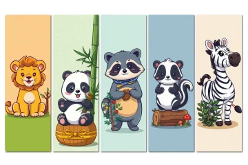 Free 10 cute animals bookmark