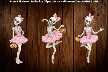 Free 5 Skeleton Ballerina Clipart Set