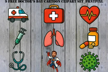 Free Doctor’s Day Cartoon Clipart Set