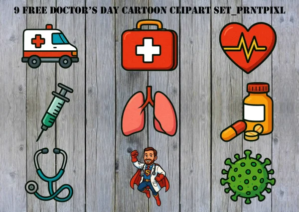 Free Doctor’s Day Cartoon Clipart Set