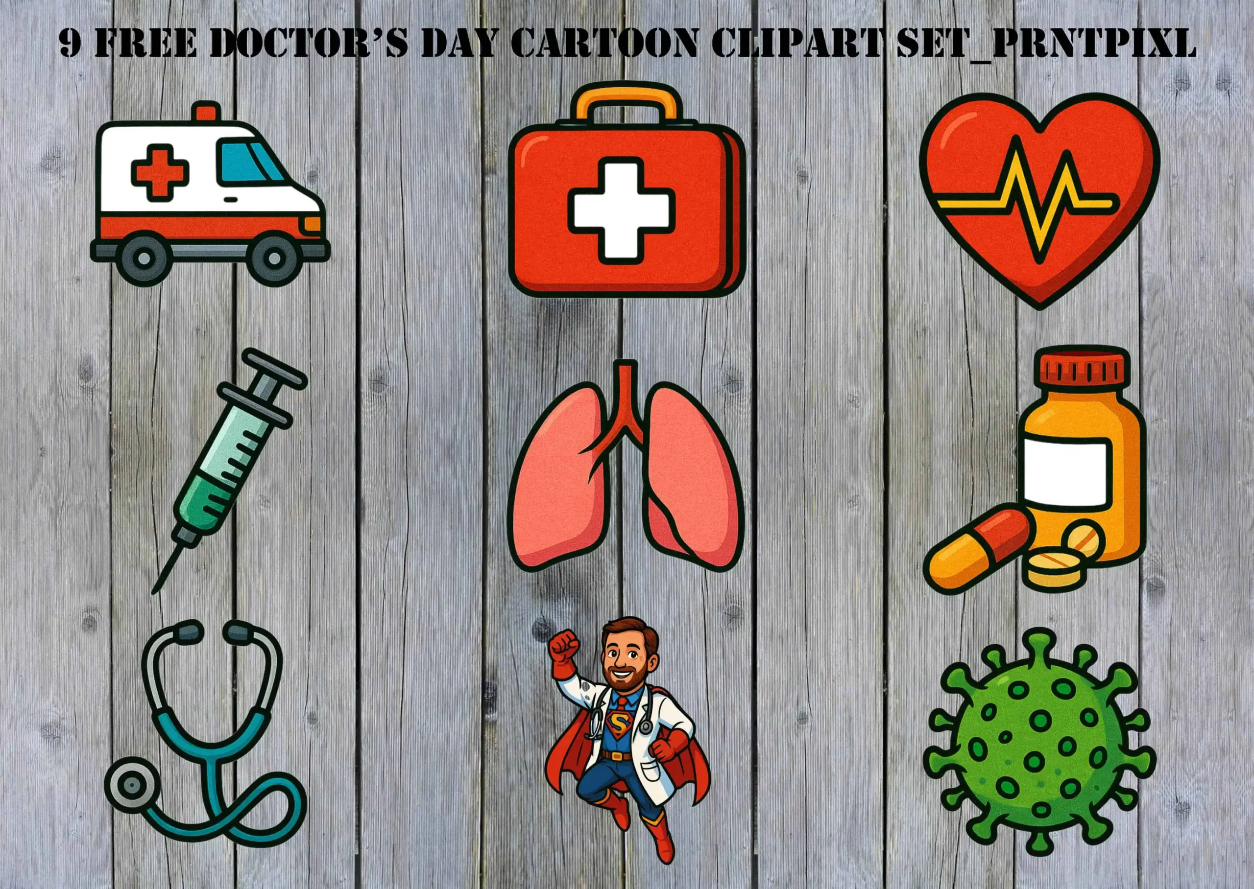 Free Doctor’s Day Cartoon Clipart Set