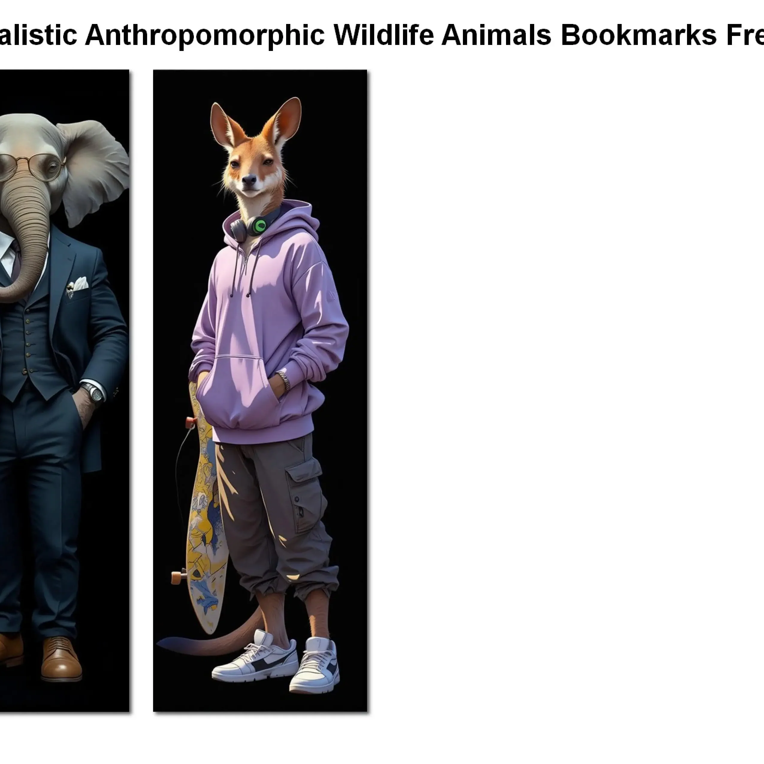 Free Realstic Anthropomorphic Animals Bookmarks