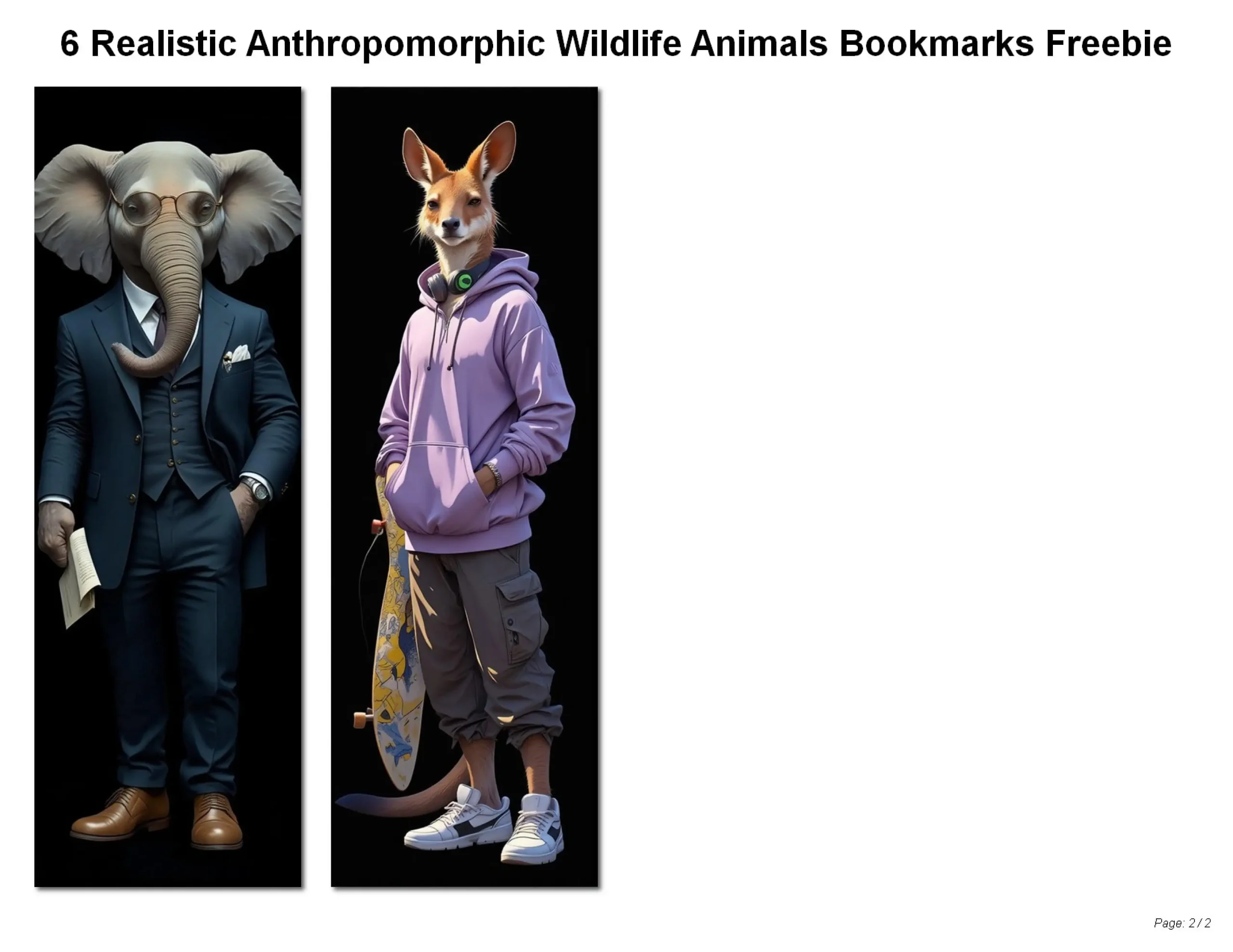 Free Realstic Anthropomorphic Animals Bookmarks