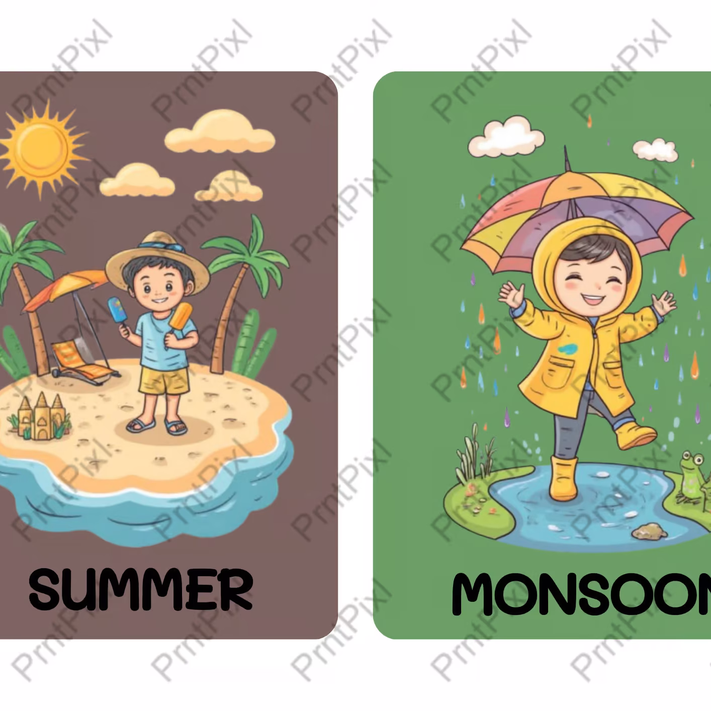 Free season names flashcards for kids