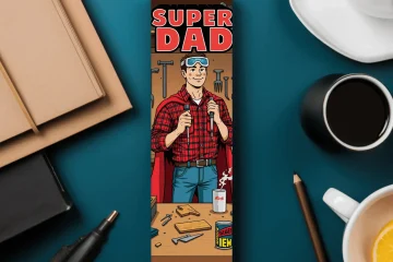 Free Super Dad Office Bookmark Printable PNG