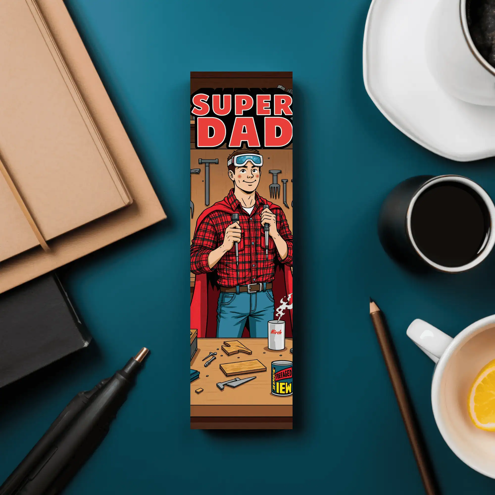 Free Super Dad Office Bookmark Printable PNG