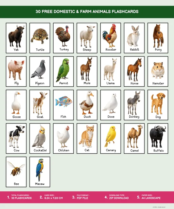 Free farm animals flashcards pdf free download