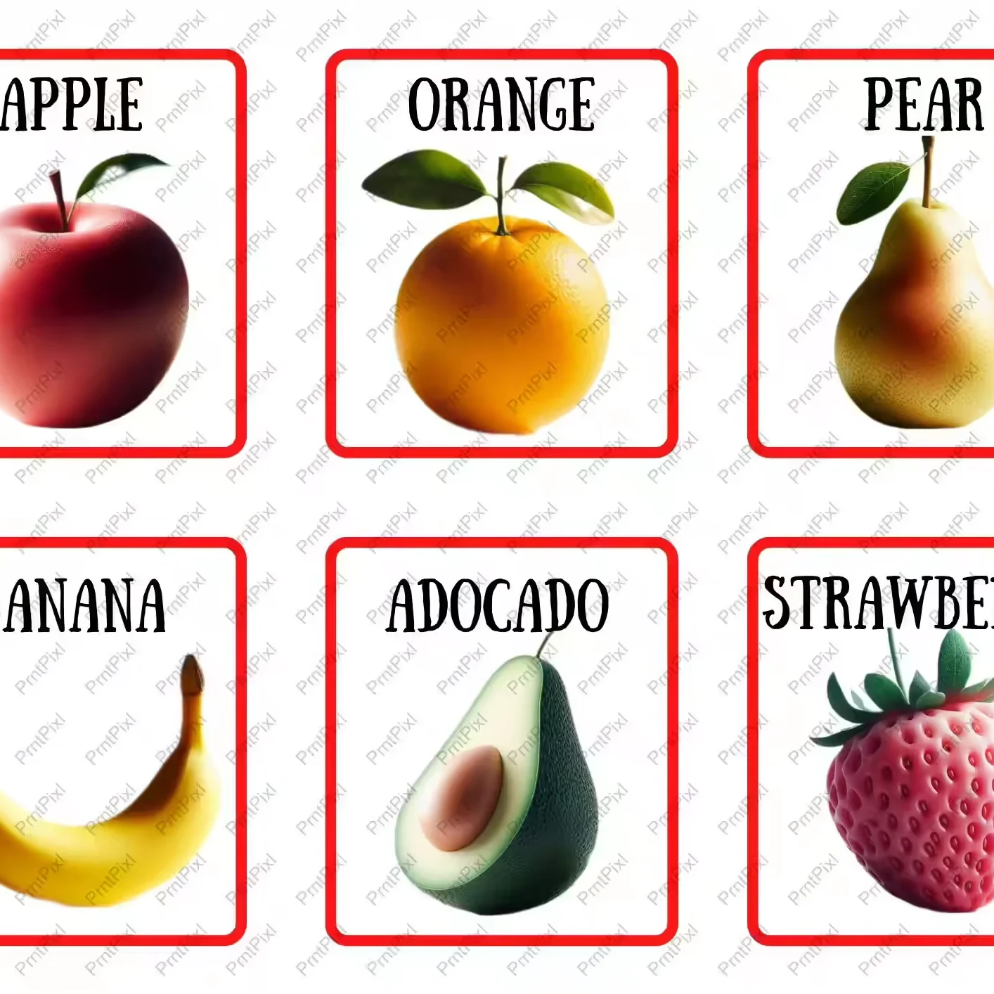 Fruits Flashcards For Kids