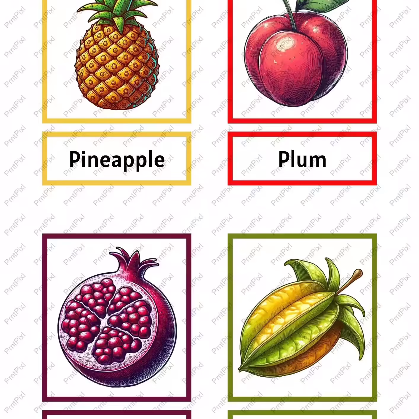 Fruits Flashcards From-PrntPixl