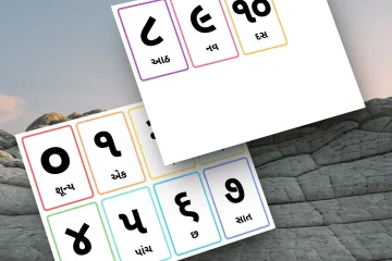 Gujarati Counting Flashcards with Number Names Printable Cards