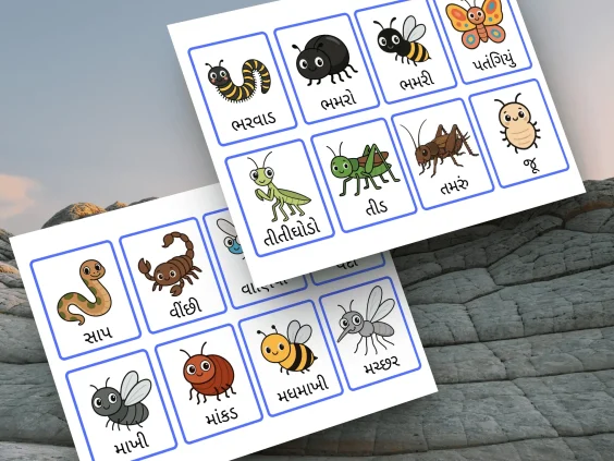 Gujarati Reptiles and Insects Printable