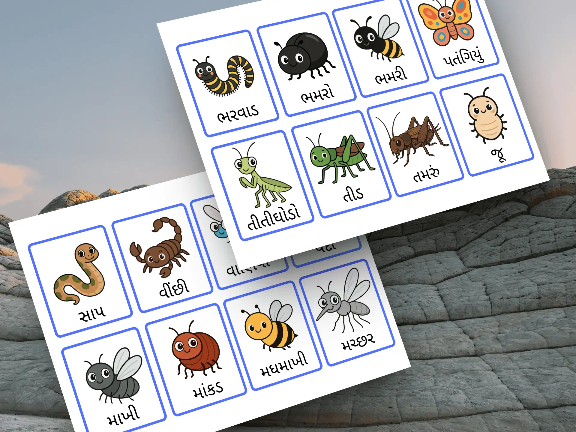 Gujarati Reptiles and Insects Printable