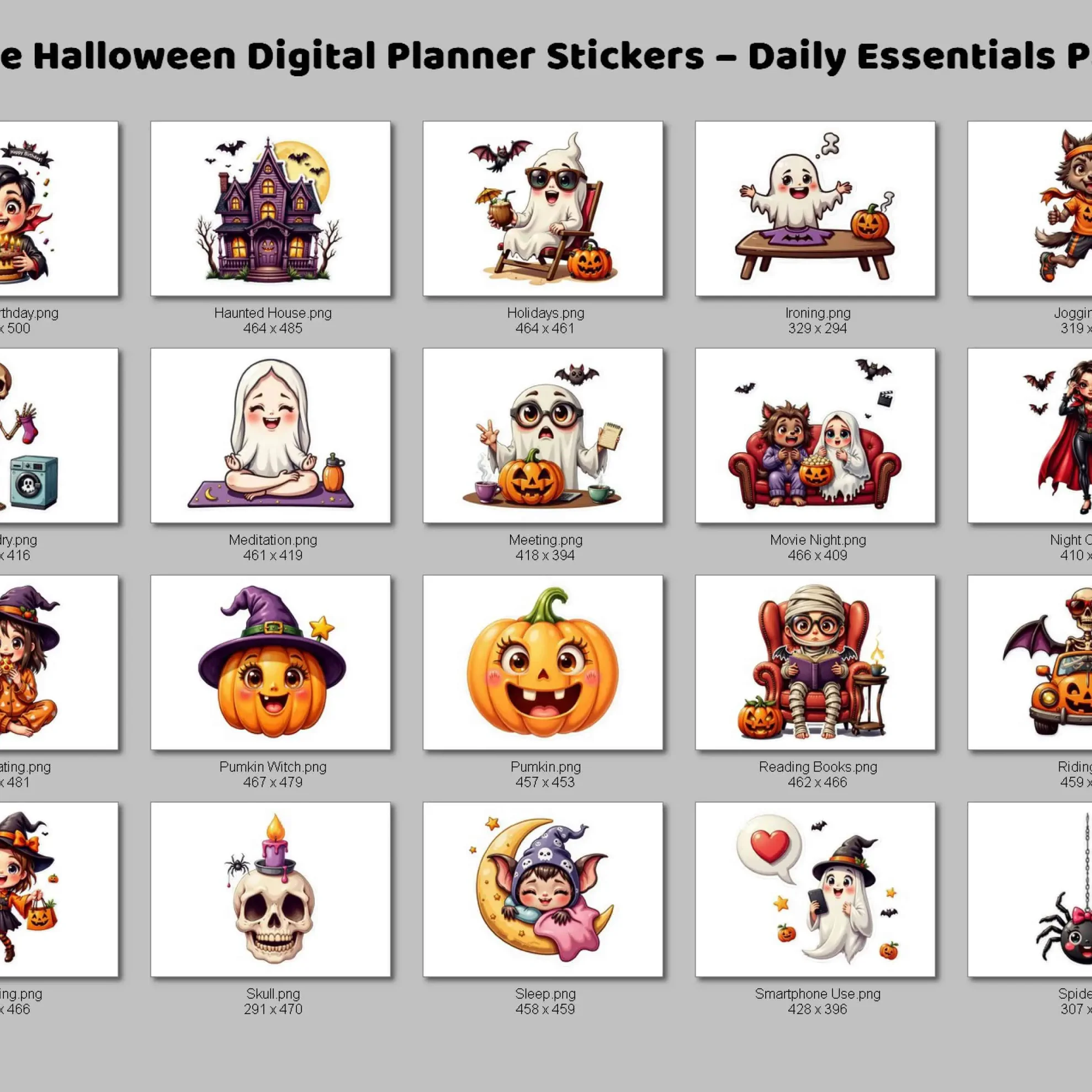 Halloween PNG Stickers for Daily Planning
