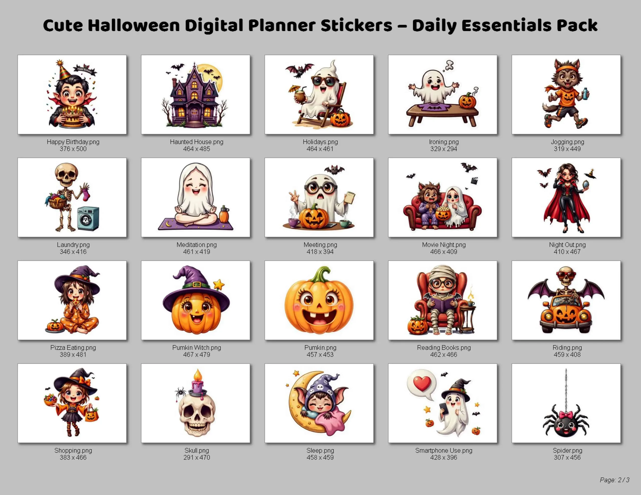 Halloween PNG Stickers for Daily Planning