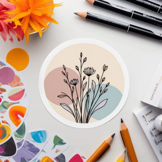Hand Drawn Flower Bouquet Sticker Pastel Design