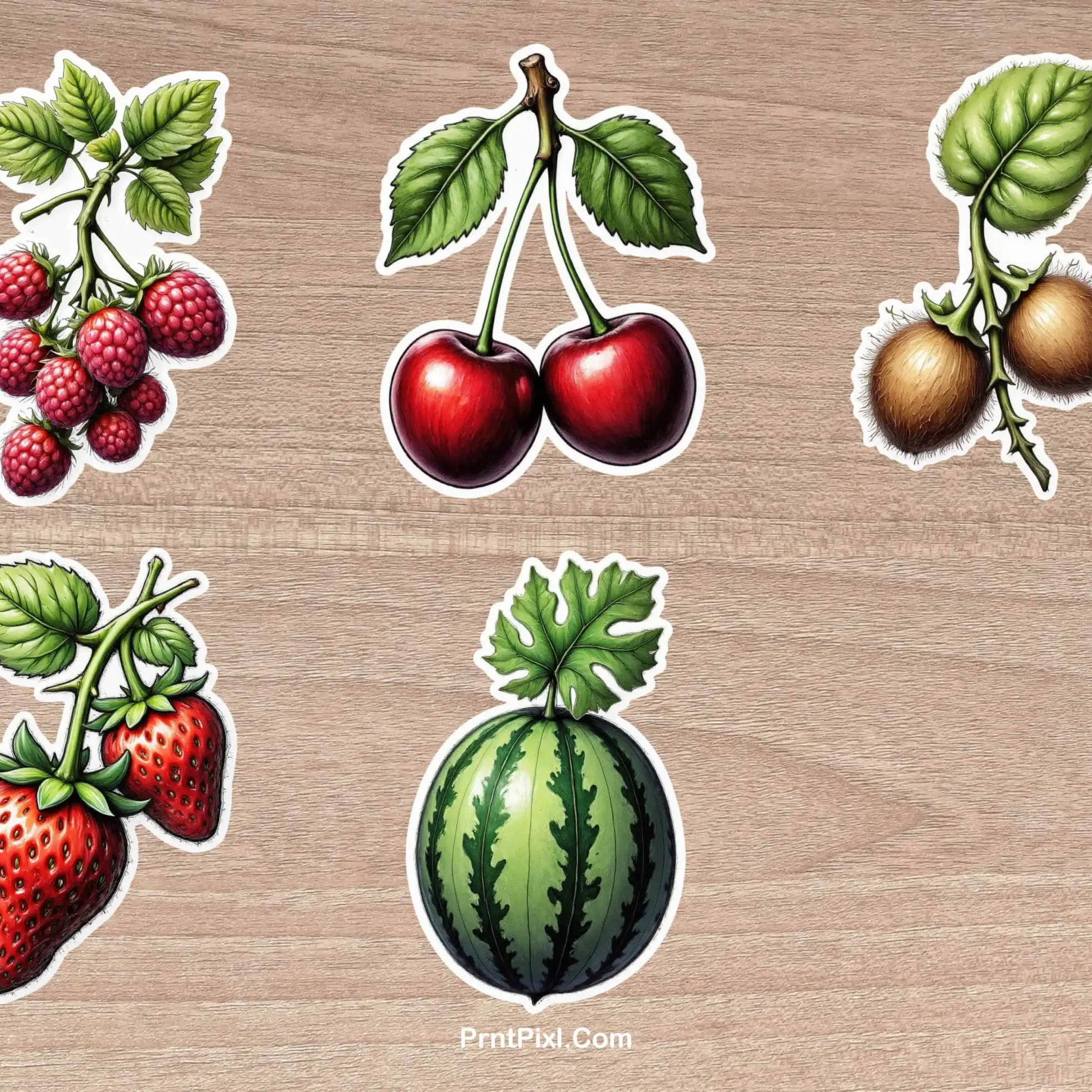 Handpainted Fruit Digital Stickers