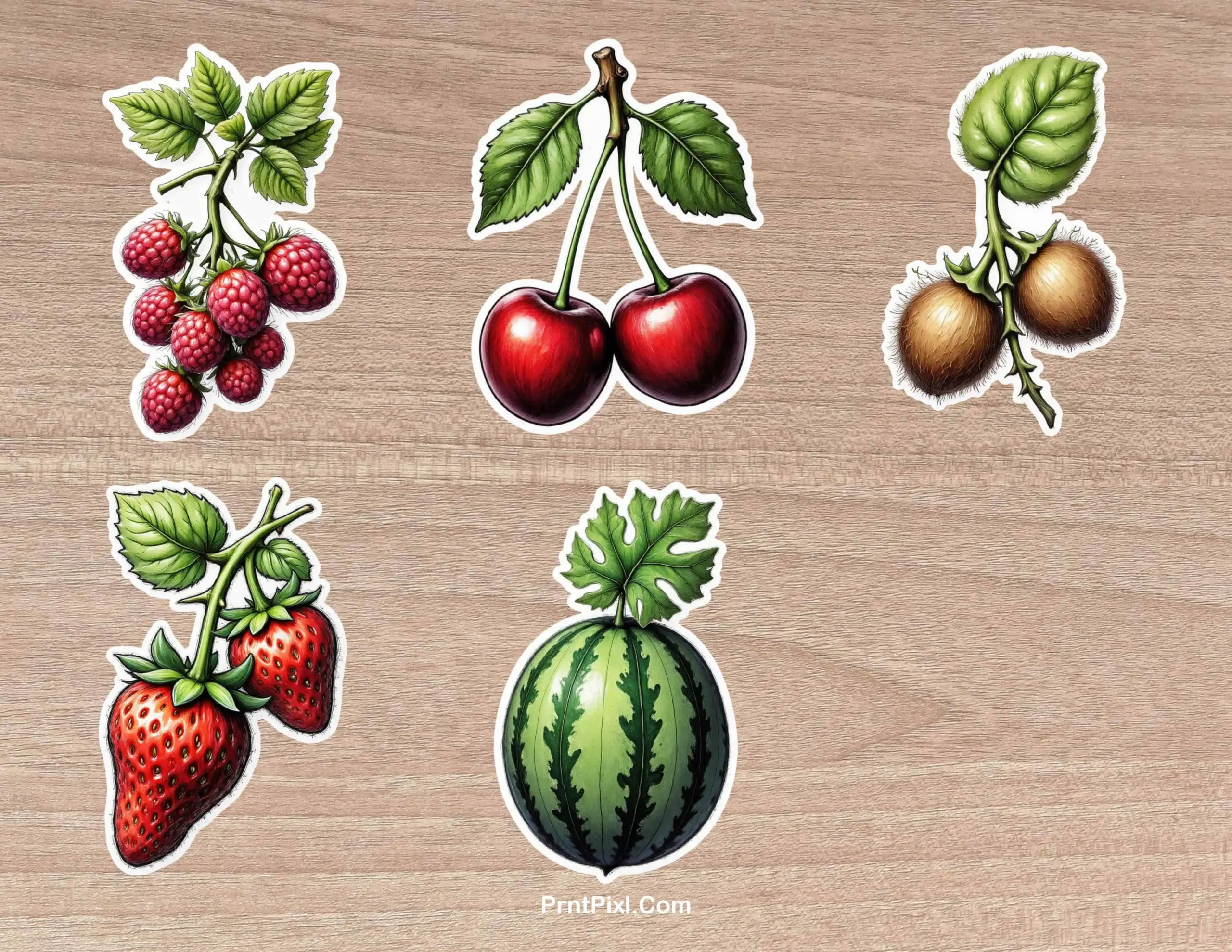 Handpainted Fruit Digital Stickers