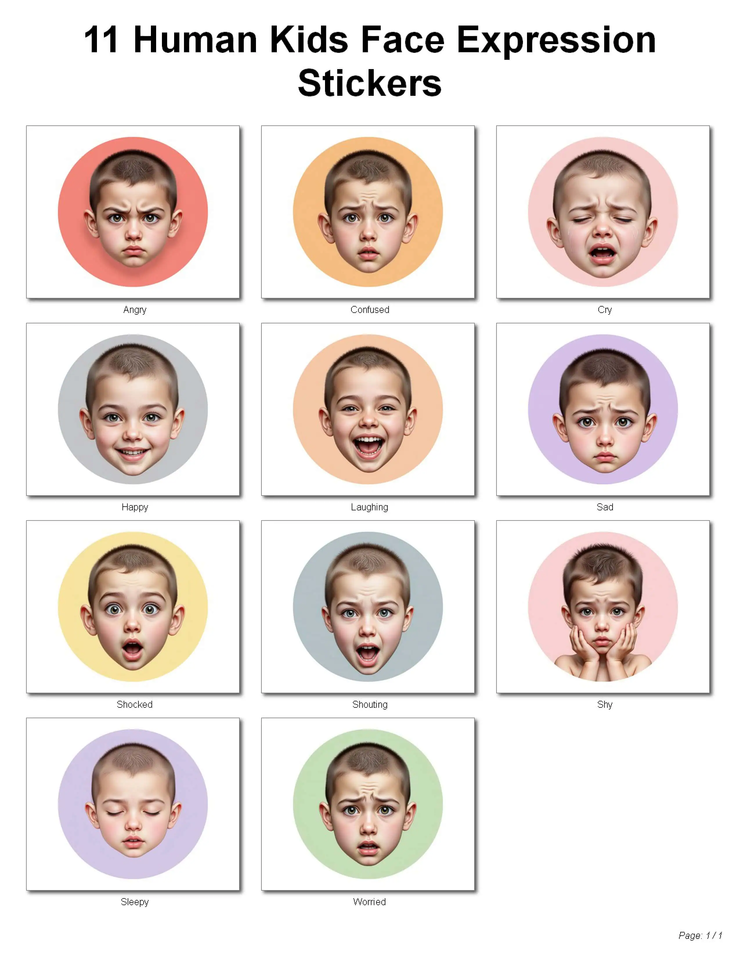 Human Emotions Sticker Sheet