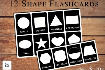 Low Stimuli Black and White Kids Shapes Flashcards