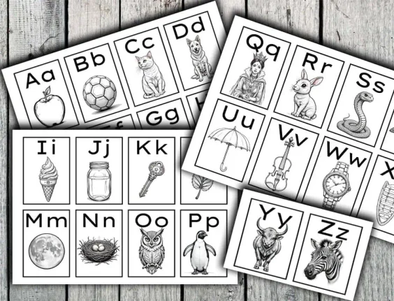 Low Stimuli Illustration Alphabet Flashcards