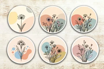 Minimalist Pastel Wildflower Sticker Line Art