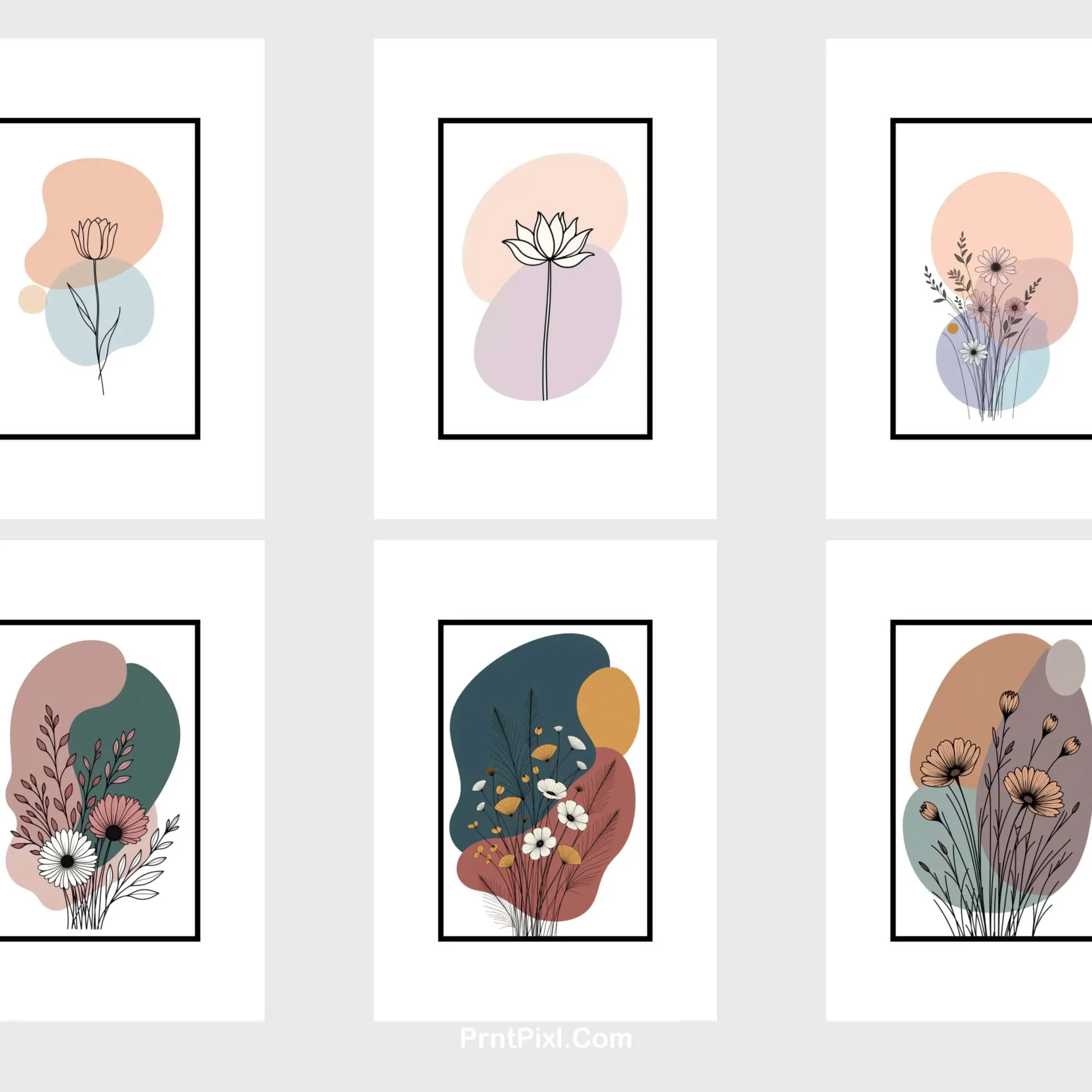 Minimalist Wildflower Wall Art for A4 Printable