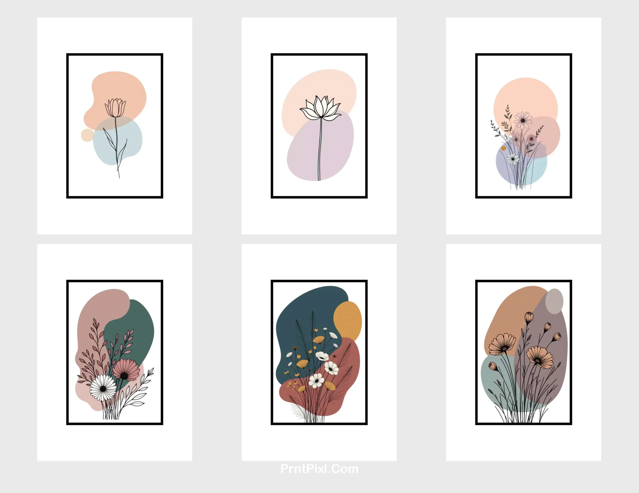 Minimalist Wildflower Wall Art for A4 Printable