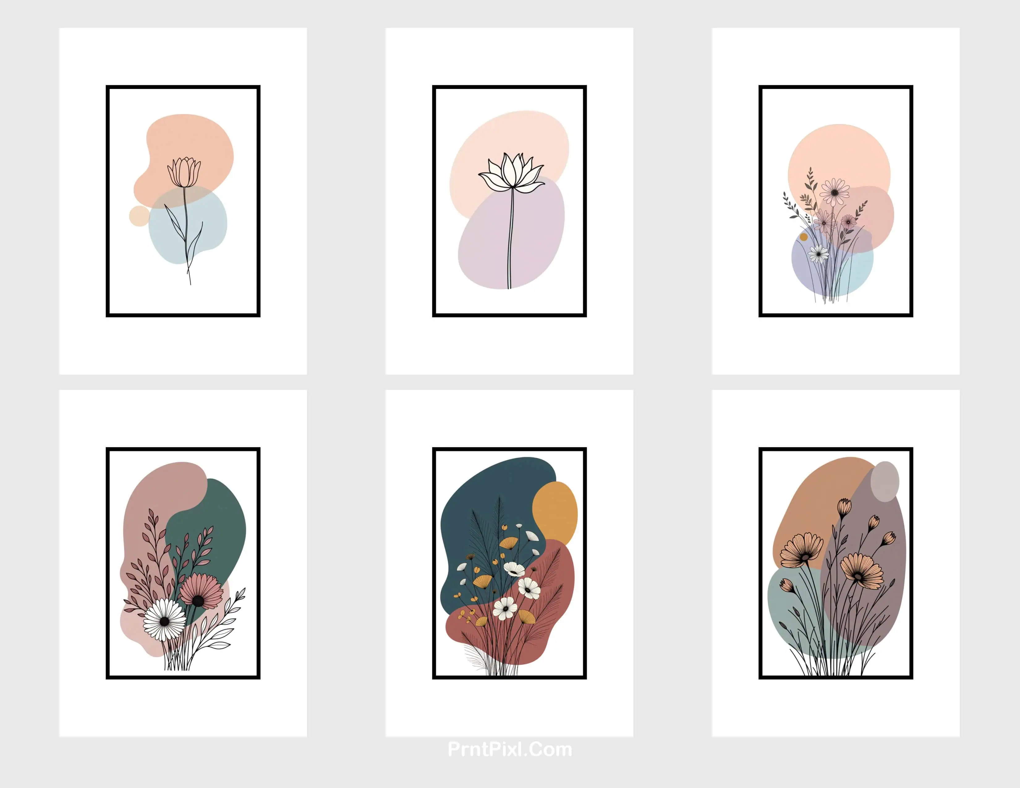 Minimalist Wildflower Wall Art for A4 Printable