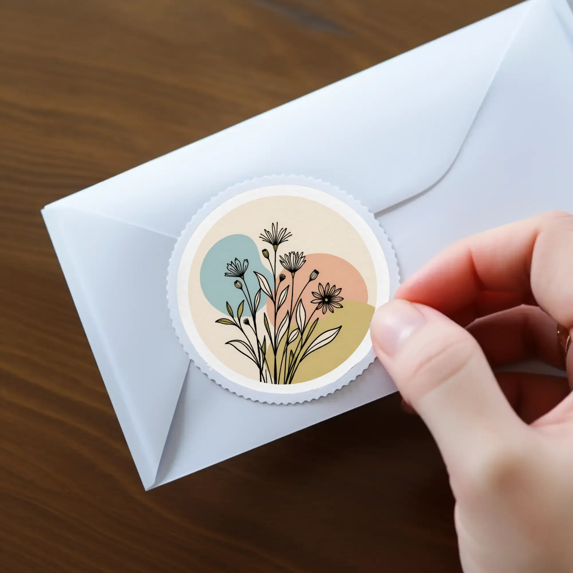 Modern Minimalist Circle Floral Sticker