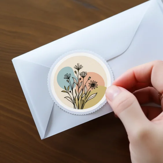 Modern Minimalist Circle Floral Sticker