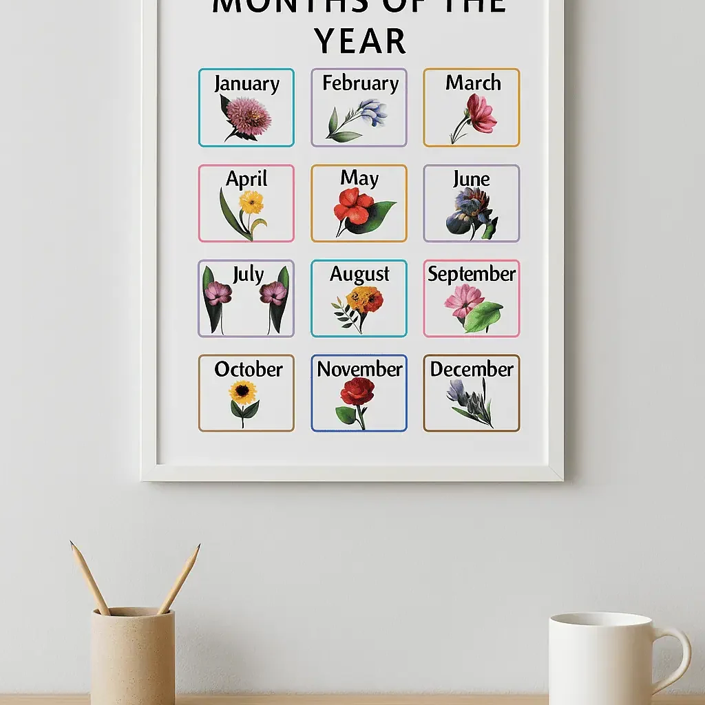 Months of the Year Poster Kindergarten Wall Art