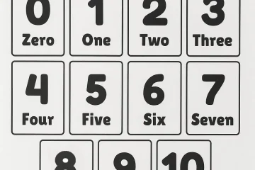 Numbers Flashcards For Toddlers Black and White Only