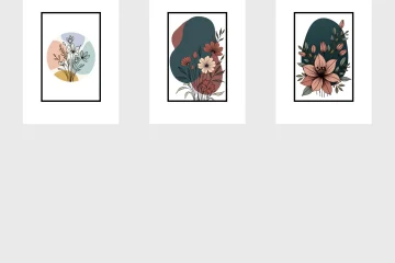 Pastel Botanical Line Art Floral Poster Print