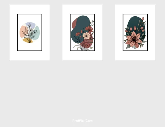 Pastel Botanical Line Art Floral Poster Print