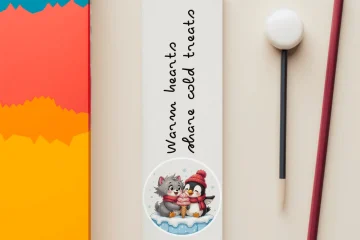 Penguin and Kitten Animal Bookmark