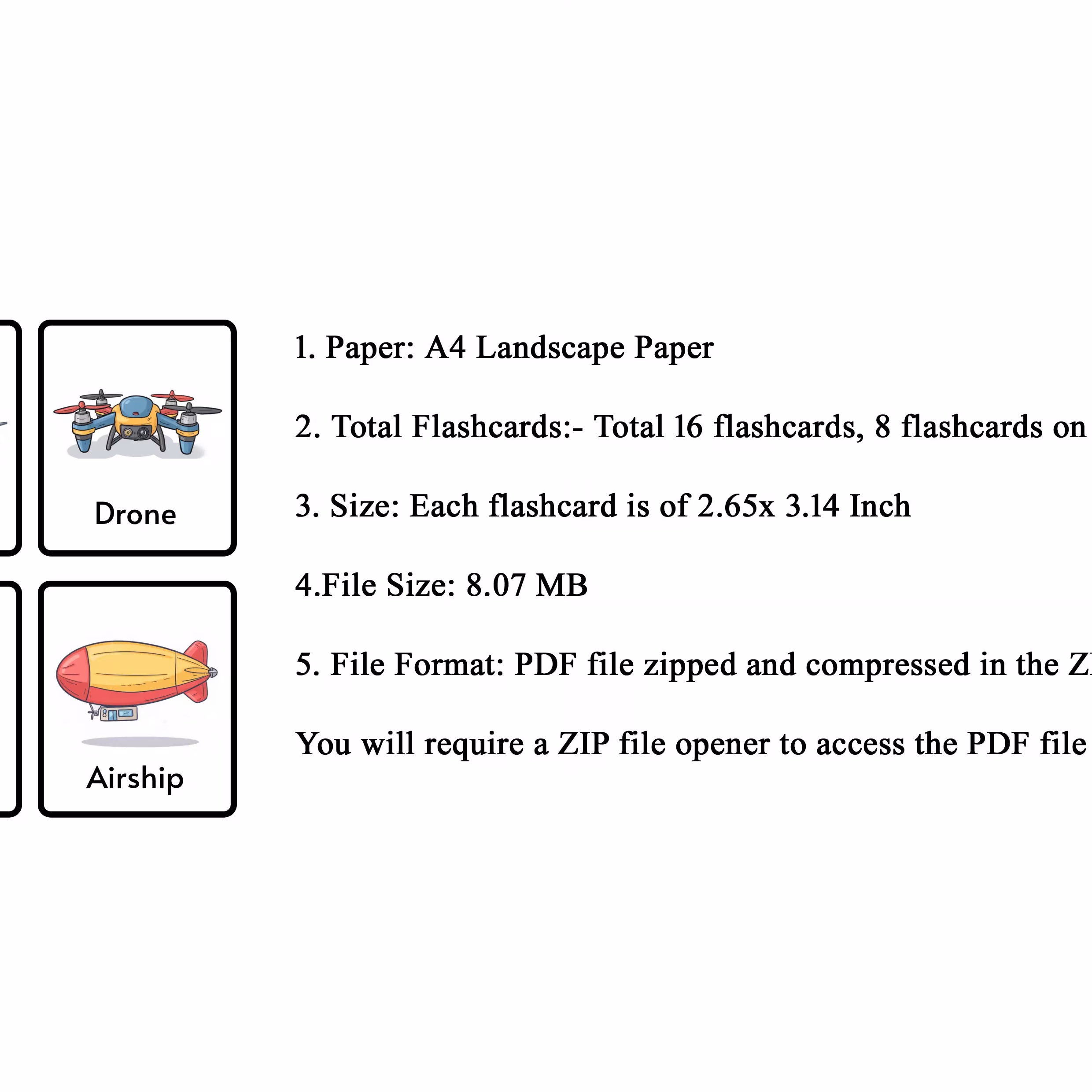 Pre School Air Trasnportation Flashcards