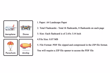 Pre School Air Trasnportation Flashcards