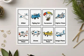 Preschool Air Transportation Learning Flashcards Set