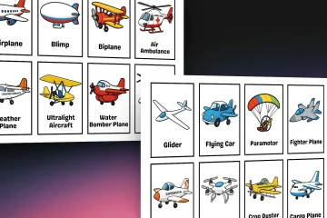 Printable Air Vehicles Flashcards for Preschool Kids