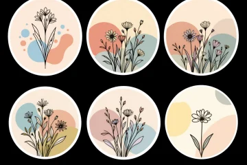 Printable Minimalist Flower Line Art Sticker