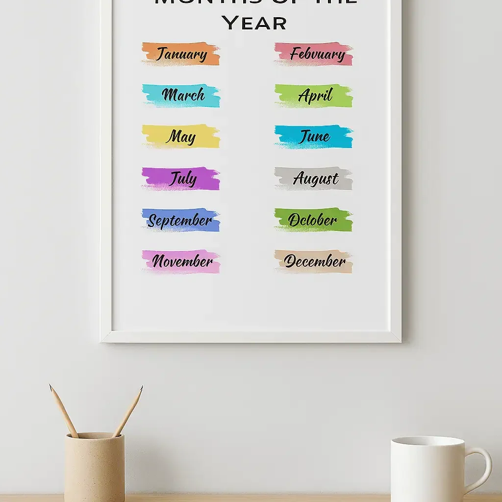 Printable Months Chart A4 Educational Decor
