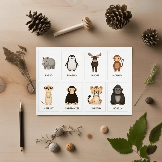 Printable Zoo Animal Cards For Preschool Kids