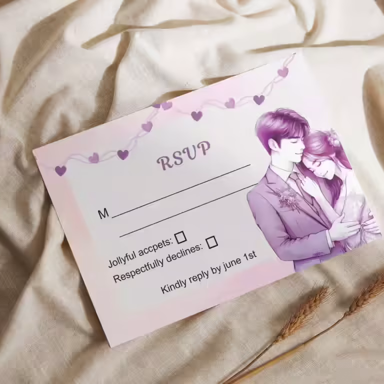 Purple Pink Wedding Template RSVP Page