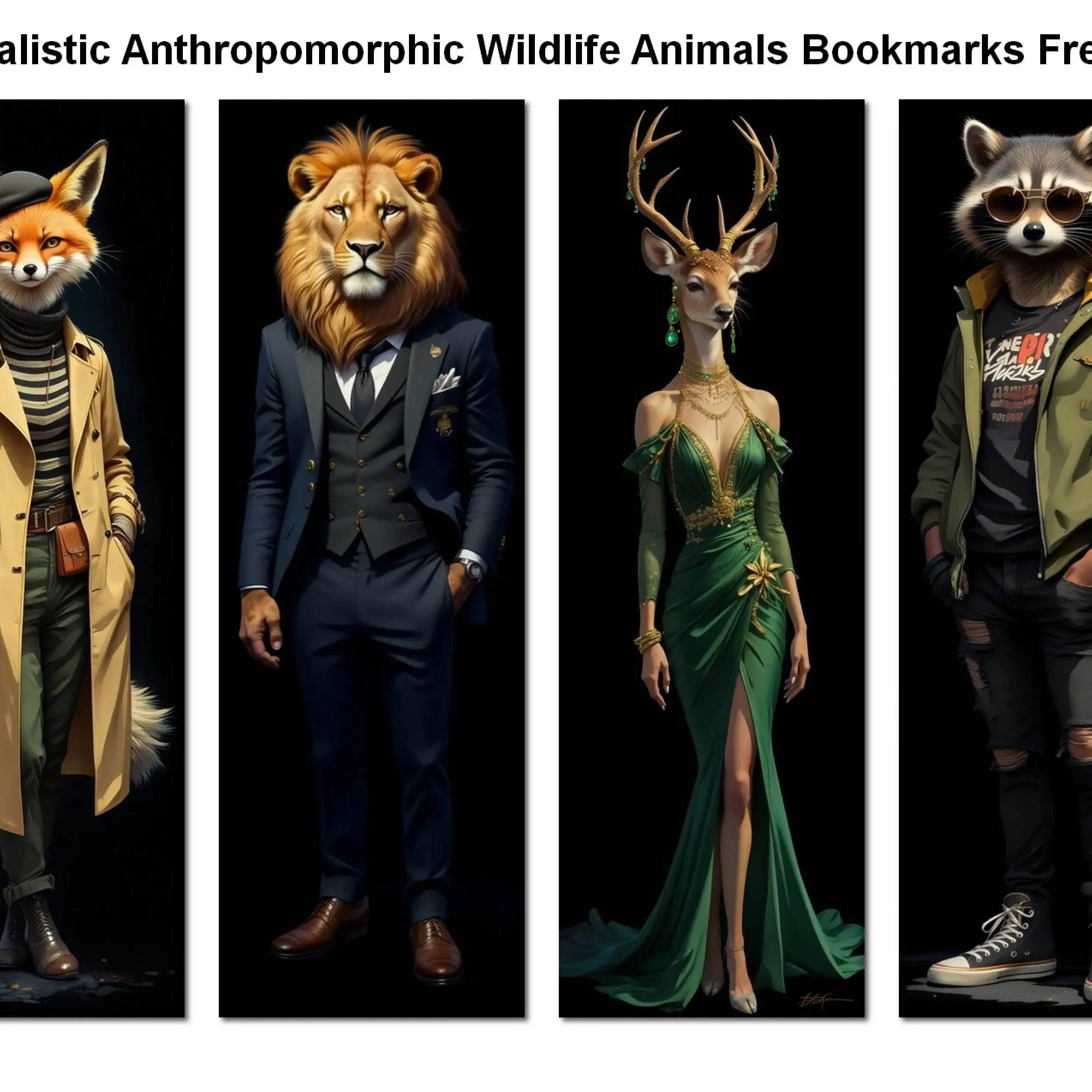 Realistic Anthropomorphic Wildlife Animals Bookmarks